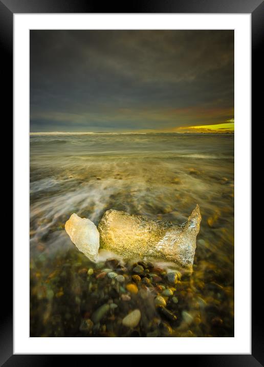 Ice in Surf at Dusk. Framed Mounted Print by Natures' Canvas: Wall Art  & Prints by Andy Astbury