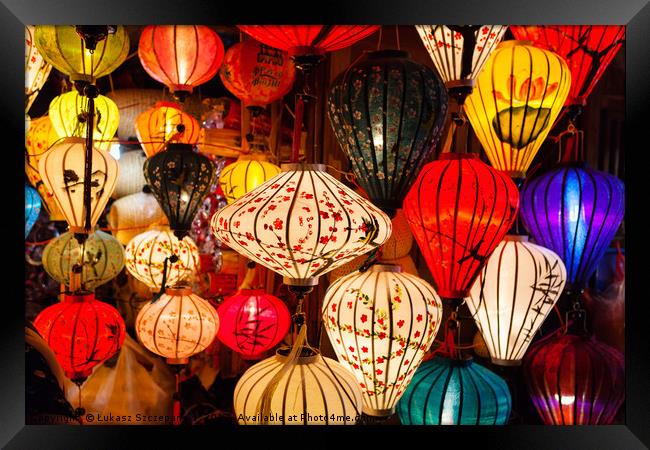 Colorful traditional Vietnam lanterns Framed Print by Łukasz Szczepański
