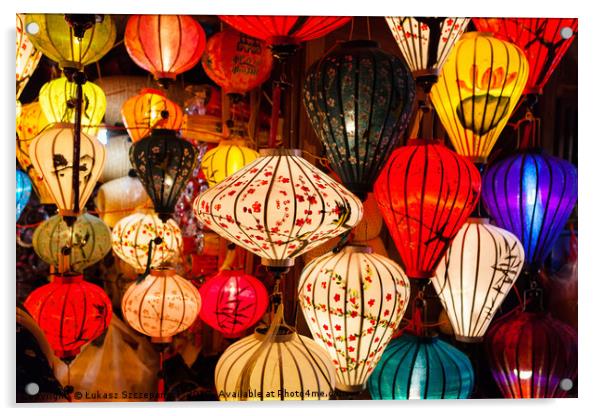 Colorful traditional Vietnam lanterns Acrylic by Łukasz Szczepański