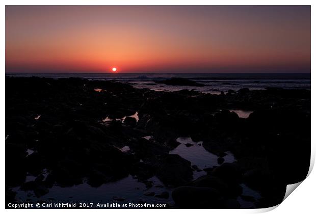 Sundown at Westward Ho! in north Devon Print by Carl Whitfield