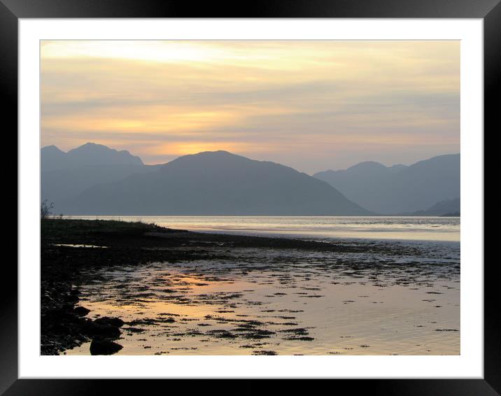  Sunset over the mountains of Ardgour              Framed Mounted Print by alan todd