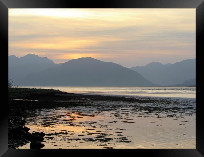  Sunset over the mountains of Ardgour              Framed Print by alan todd