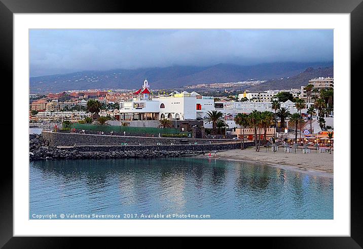 Puerto Colon beach,Tenerife. Framed Mounted Print by Valentina Severinova