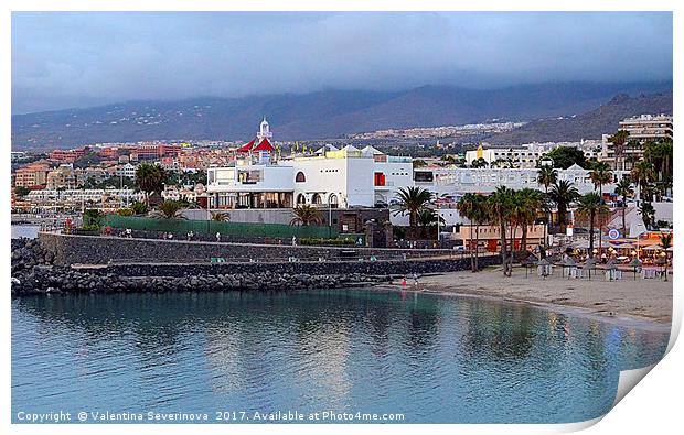 Puerto Colon beach,Tenerife. Print by Valentina Severinova