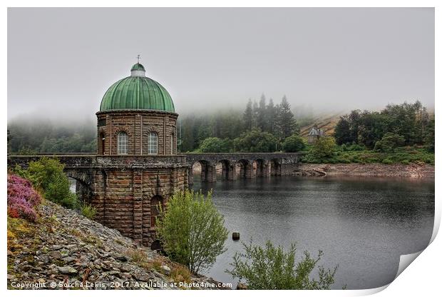 Elan Valley Foel Tower with heather touches Print by Sorcha Lewis