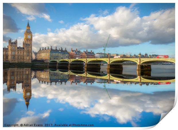 Westminster Bridge London Print by Adrian Evans