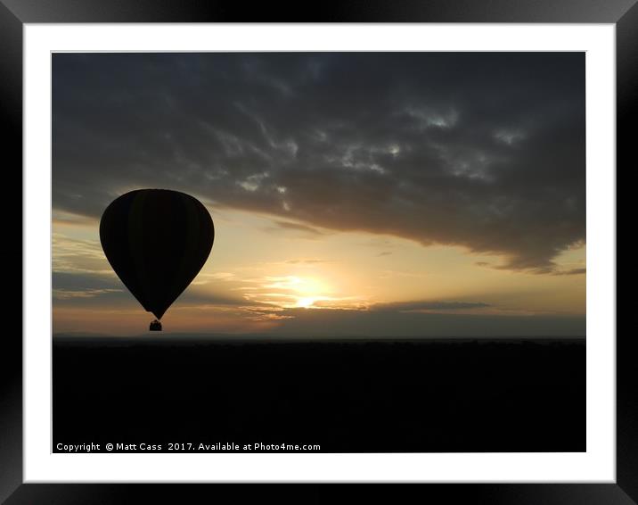 Photo of an Air Balloon at sunset over the plains  Framed Mounted Print by Matt Cass