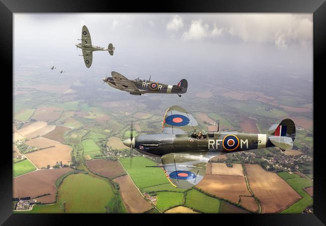 303 Squadron Spitfire sweep Framed Print by Gary Eason