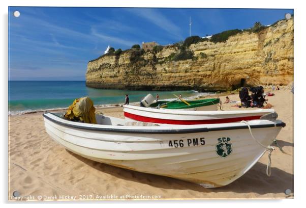Porches Beach, Algarve  Acrylic by Derek Hickey