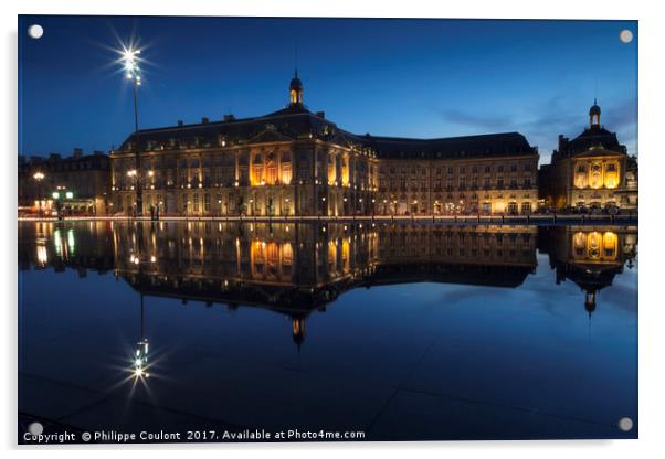 Magic blue hour in Bordeaux  Acrylic by Philippe Coulont