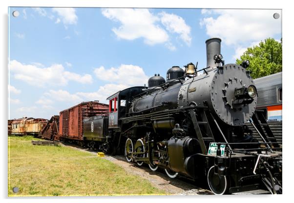 Old Black Steam Locomotive Acrylic by Darryl Brooks
