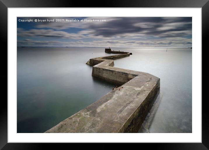 Breakwater at St Monans Framed Mounted Print by bryan hynd