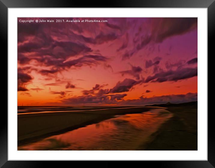 The Beach at sunset  Framed Mounted Print by John Wain