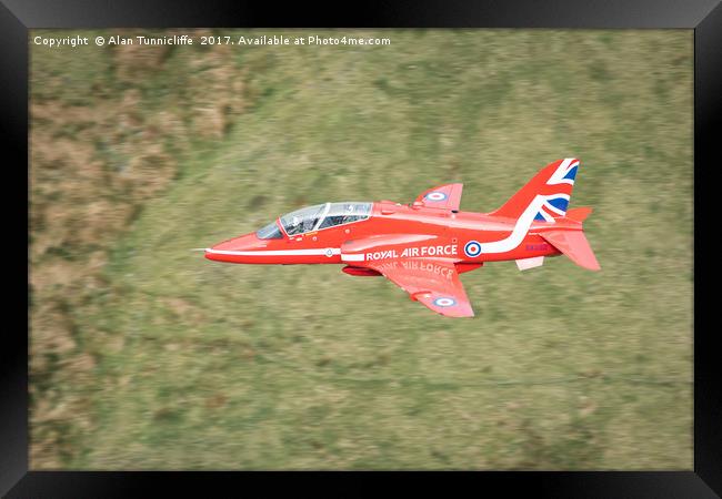Thrilling Red Arrows Flight Framed Print by Alan Tunnicliffe