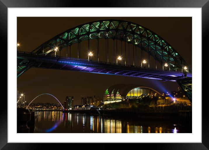 Newcastle Quayside at Night Framed Mounted Print by Gavin Liddle