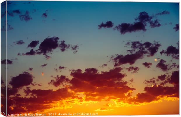 Beautiful Blue And Orange Tranquil Summer Sunset B Canvas Print by Radu Bercan