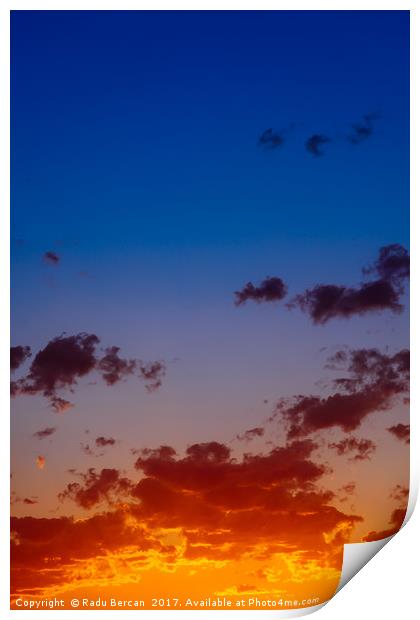 Beautiful Blue And Orange Tranquil Summer Sunset B Print by Radu Bercan