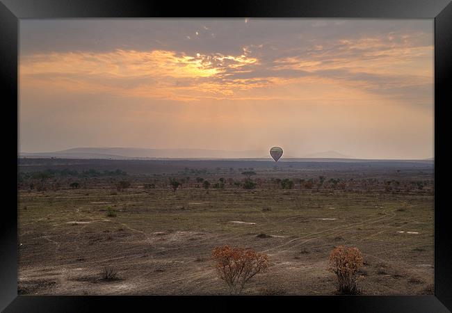 Hot air over the Masai Mara Framed Print by Malcolm Smith