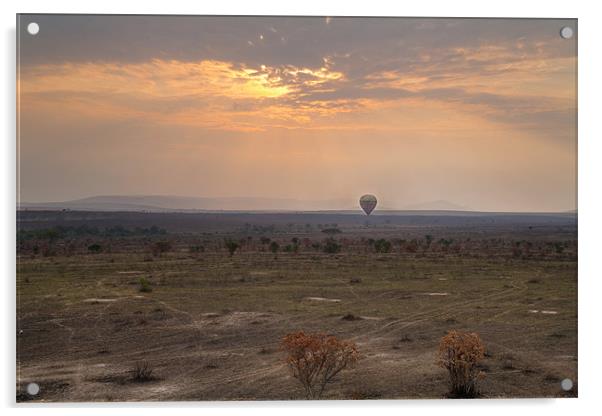 Hot air over the Masai Mara Acrylic by Malcolm Smith
