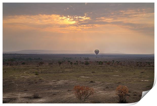 Hot air over the Masai Mara Print by Malcolm Smith