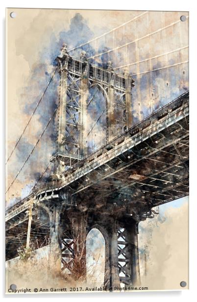 Brooklyn Bridge Acrylic by Ann Garrett