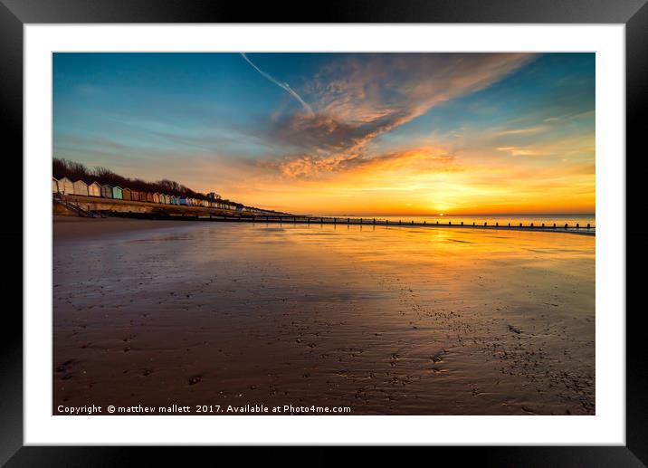 Sunrise On Frinton Beach  Framed Mounted Print by matthew  mallett
