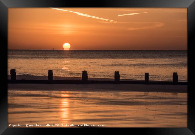 Melting Sunrise Off Frinton Coast Framed Print by matthew  mallett