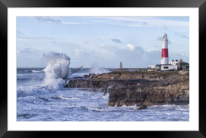 Stormy Seas @ Portland Bill Lighthouse Framed Mounted Print by Ben Buller