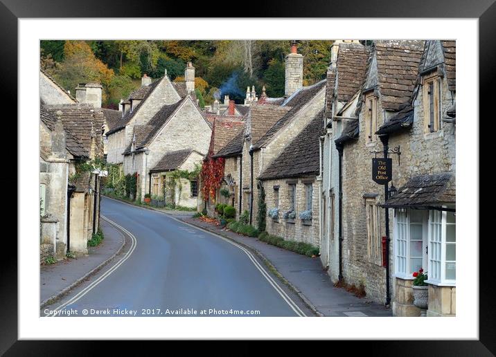 Castle Combe Street Framed Mounted Print by Derek Hickey