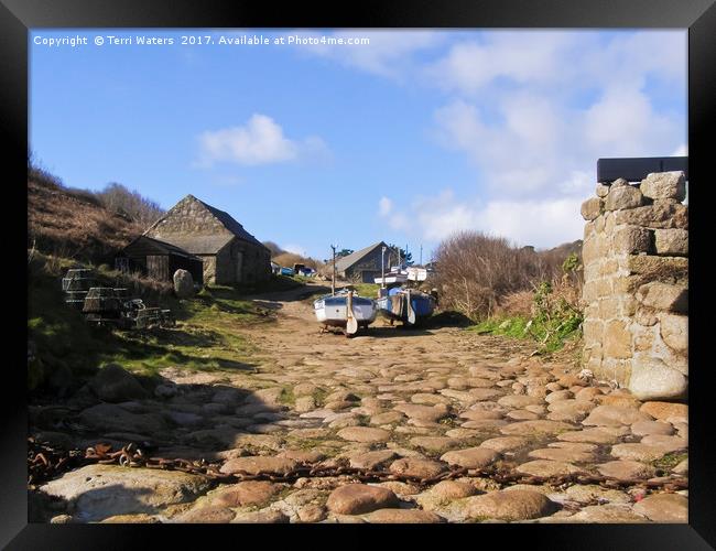 Penberth's Long Slipway Framed Print by Terri Waters