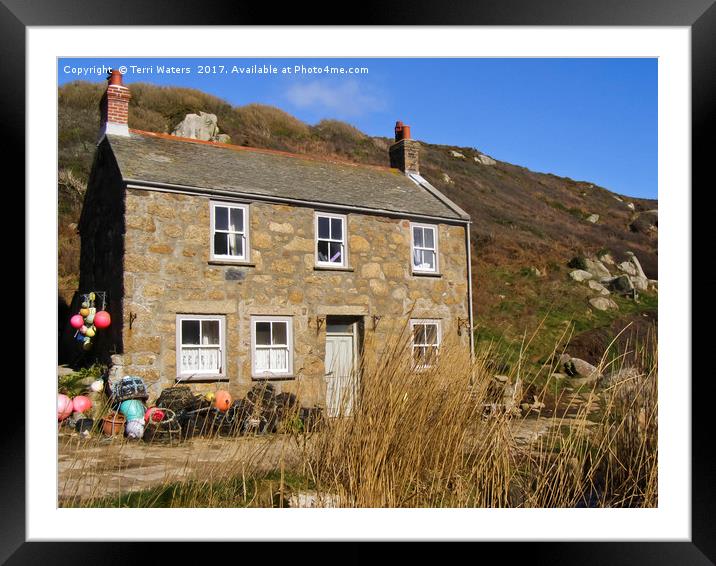 Penberth Stone Cottage Framed Mounted Print by Terri Waters