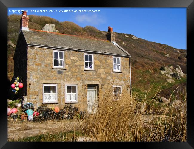 Penberth Stone Cottage Framed Print by Terri Waters