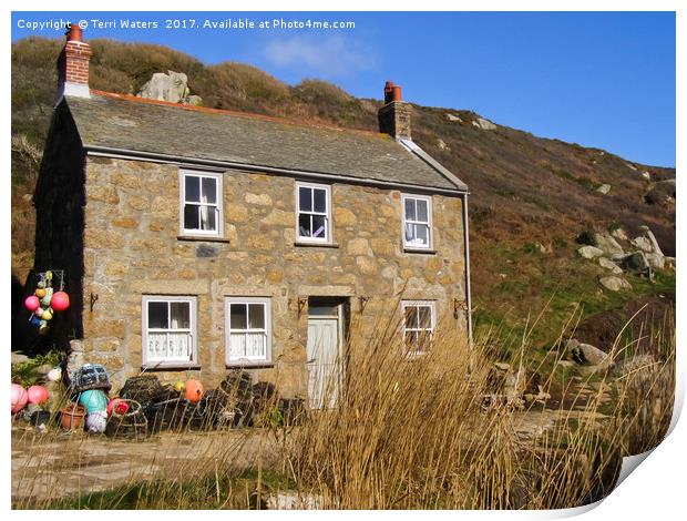 Penberth Stone Cottage Print by Terri Waters