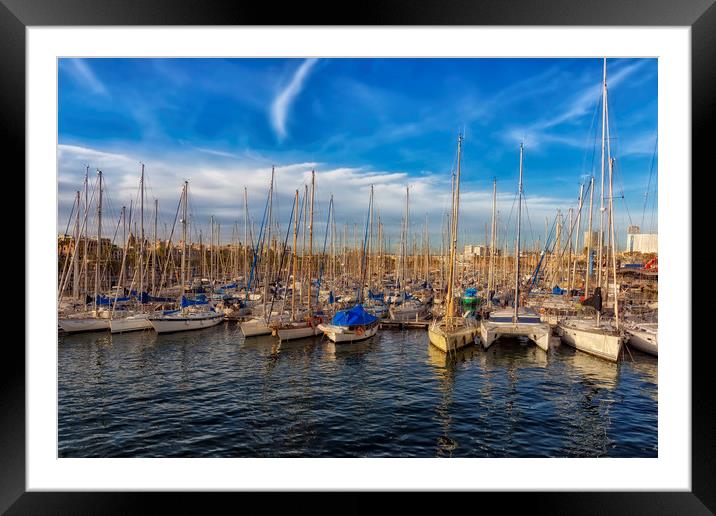 Spain. marina in Barcelona.  Framed Mounted Print by Alexander Ov