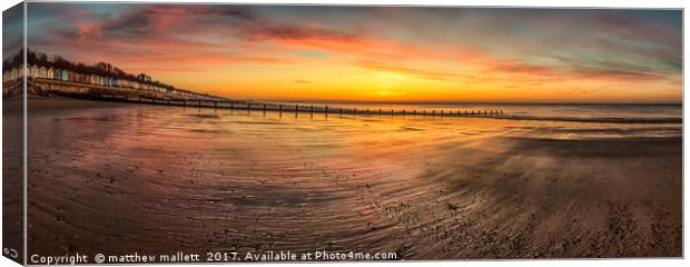 Panoramic Sunrise Frinton Beach  Canvas Print by matthew  mallett