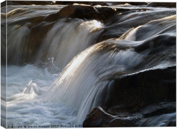 Falls on the River Caldew Canvas Print by Steven Watson