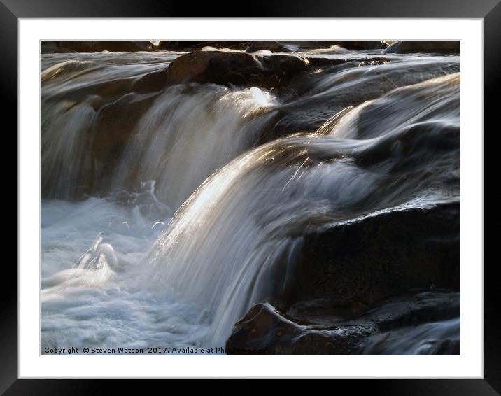 Falls on the River Caldew Framed Mounted Print by Steven Watson