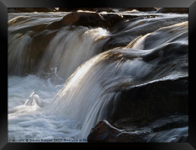 Falls on the River Caldew Framed Print by Steven Watson