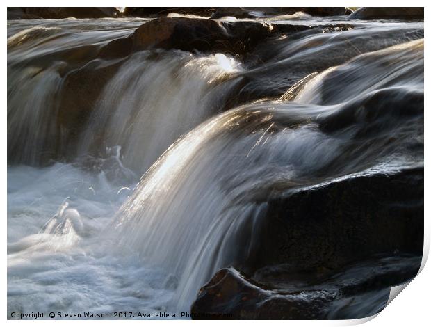Falls on the River Caldew Print by Steven Watson