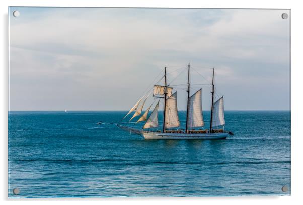 Three Masted Sailboat off Key West Acrylic by Darryl Brooks