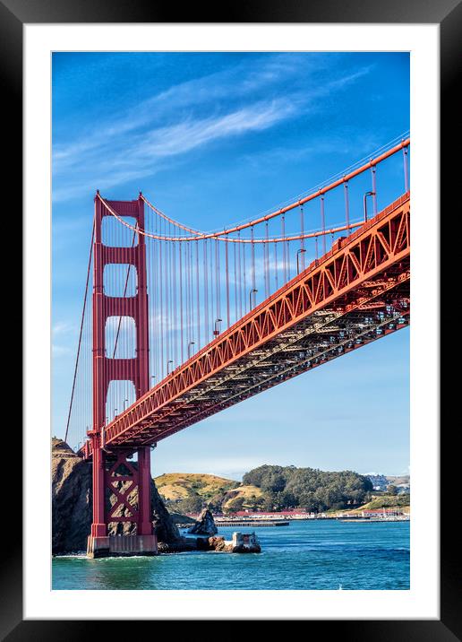Tower on Golden Gate Bridge Framed Mounted Print by Darryl Brooks