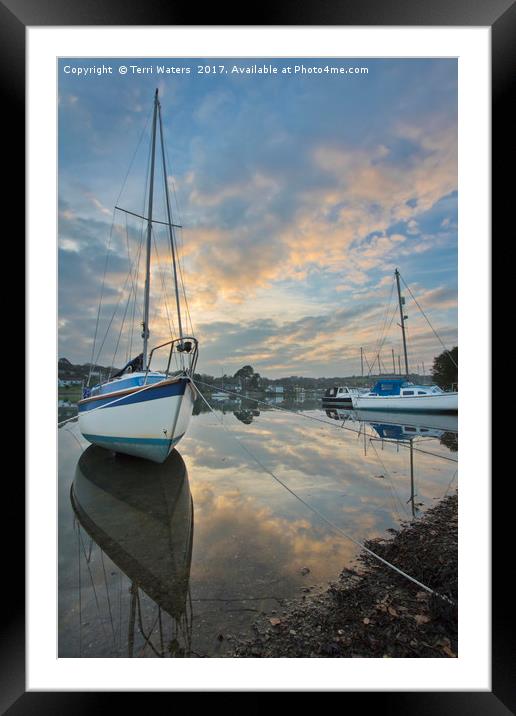 Winter Sunset At Mylor Bridge Framed Mounted Print by Terri Waters