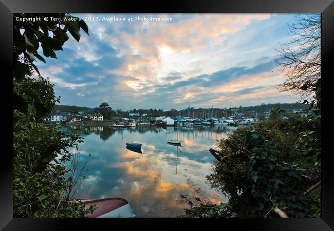 Creek Sunset Mylor Bridge Framed Print by Terri Waters