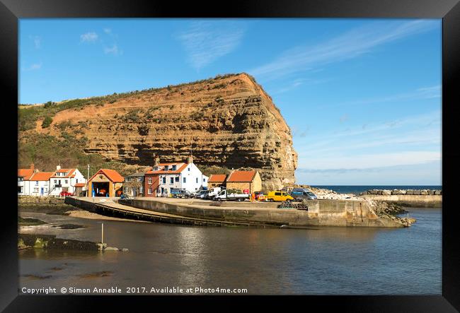 Staithes Harbour Framed Print by Simon Annable