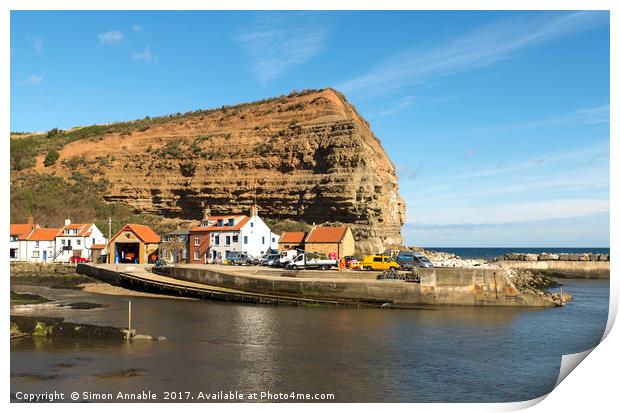 Staithes Harbour Print by Simon Annable