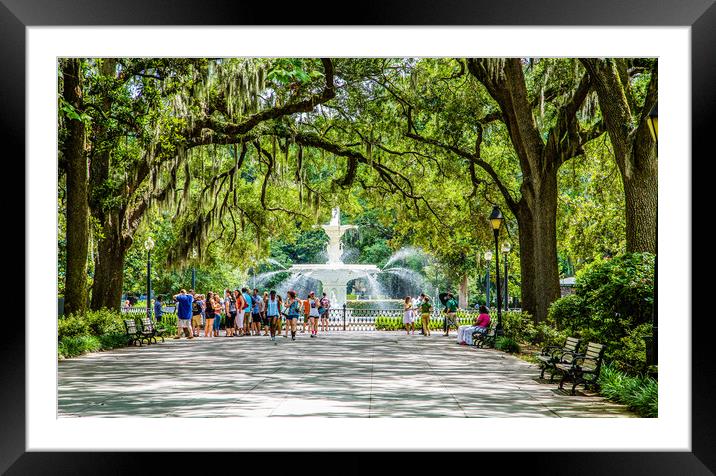 Fountain in Forsythe Park Framed Mounted Print by Darryl Brooks