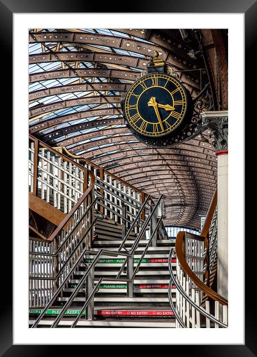 The clock at York railway station, England Framed Mounted Print by John Hall