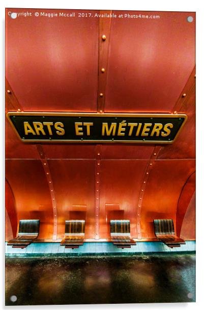 Les Art et Metiers metro station Paris France Acrylic by Maggie McCall