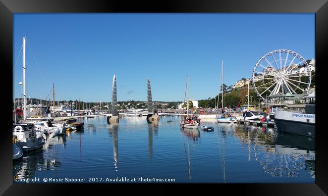 Torquay Bridge and Big Wheel Reflections Framed Print by Rosie Spooner