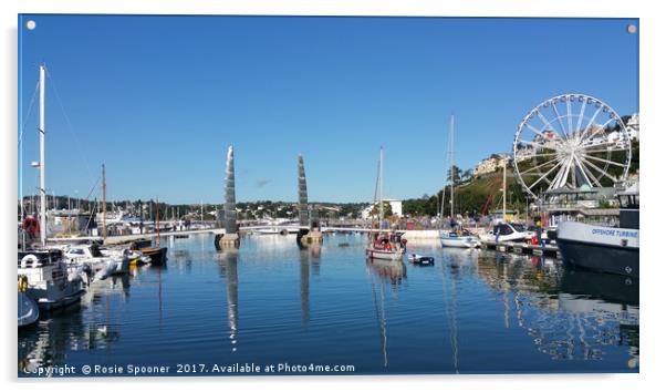 Torquay Bridge and Big Wheel Reflections Acrylic by Rosie Spooner